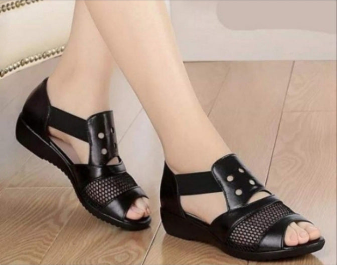 Women's Suede Wedge Sandal with Stud Detail"
