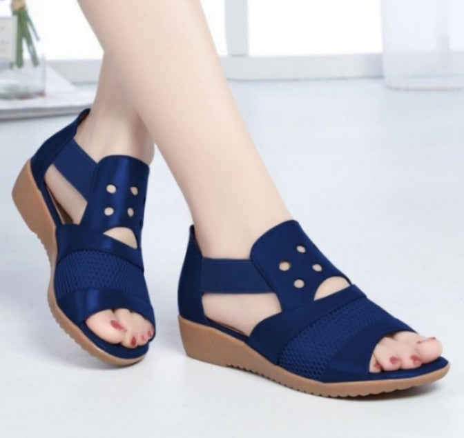 Women's Suede Wedge Sandal with Stud Detail"