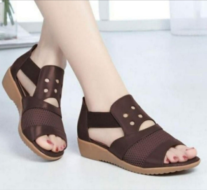 Women's Suede Wedge Sandal with Stud Detail"