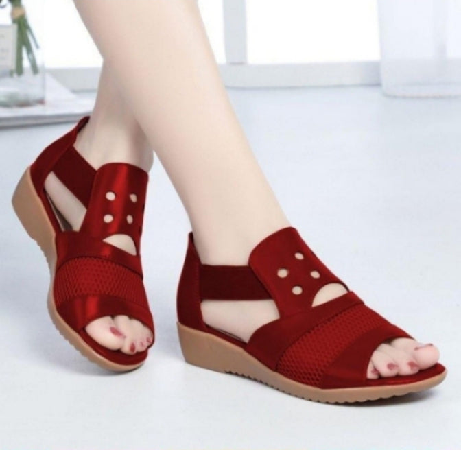 Women's Suede Wedge Sandal with Stud Detail"
