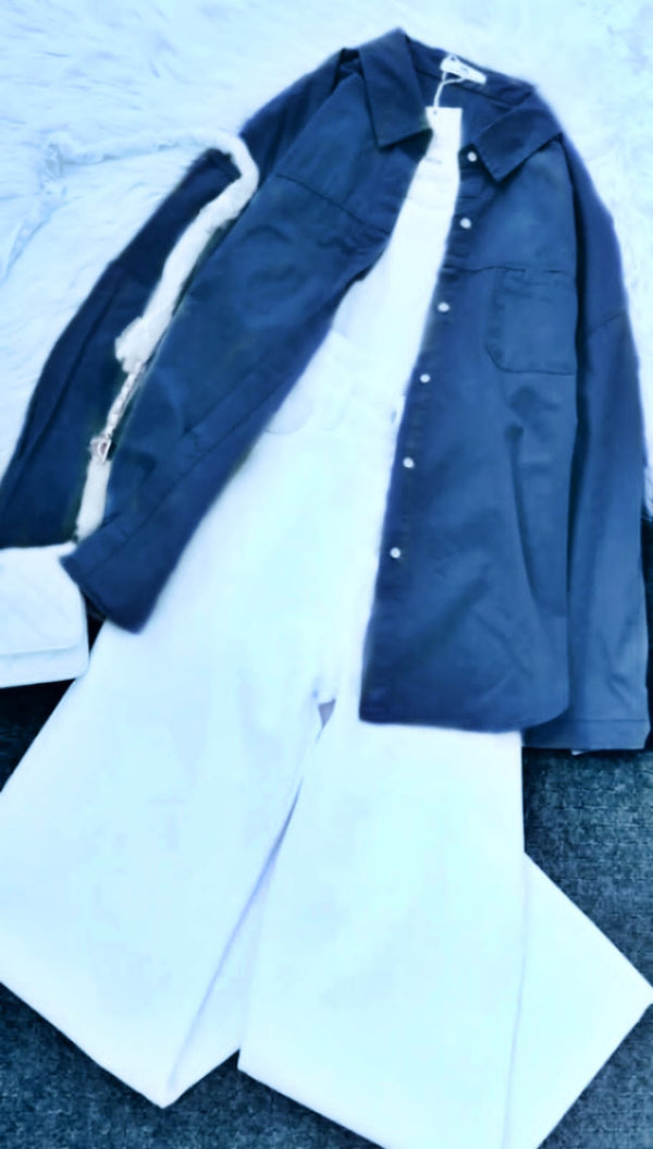 Maroon Linen Shirt & White Trouser Set