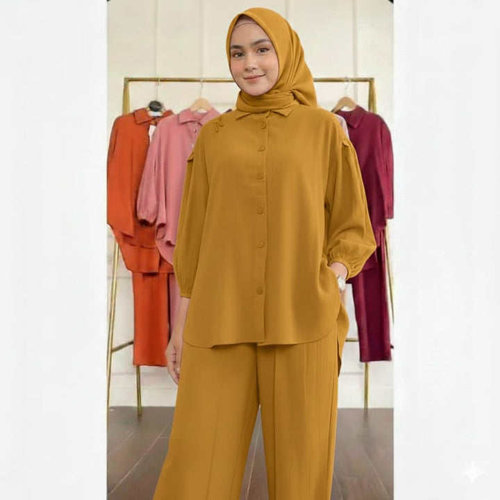 Pastel Modest Button Tunic 2 piece set